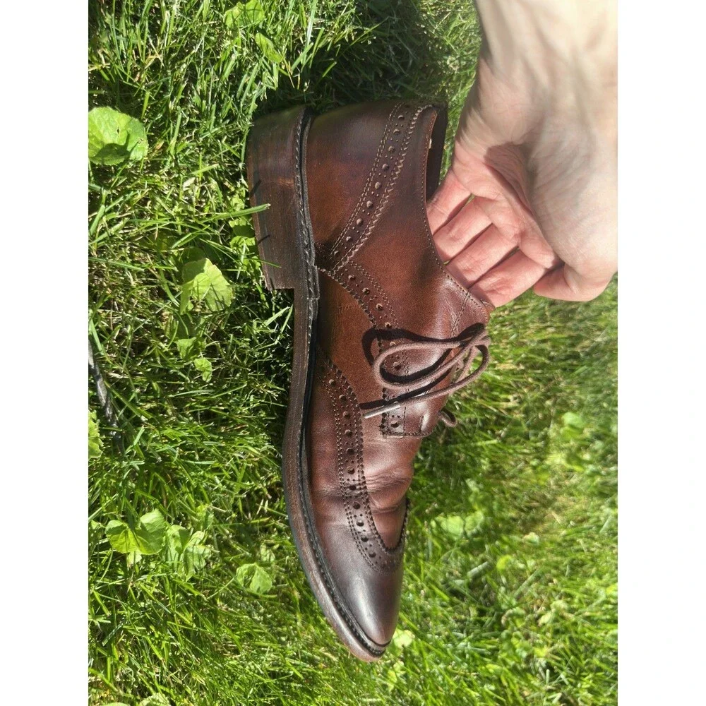 Frye Dress Shoes Mens 11D James Wingtip Brogue Gunnboat Oxford Brown Casual